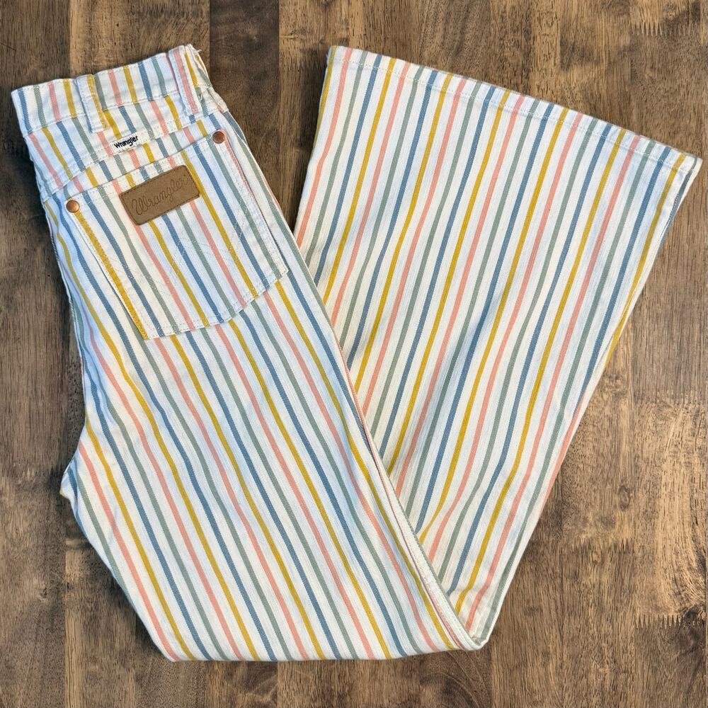 Wrangler Wanderer High Rise Flare Jean 622 Denim Vertical Stripes Women 28 x 30 - Picture 12 of 12